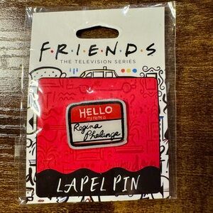 Friends tv series BroochLapel Pin - Red - Hello my name is Regina Phalange